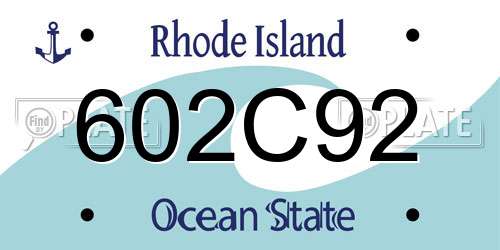 602C92 Rhode Island License Plate
