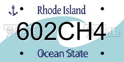 602CH4 Rhode Island License Plate