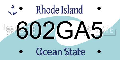 602GA5 Rhode Island License Plate