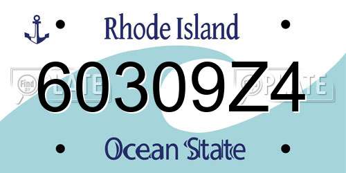 60309Z4 Rhode Island License Plate