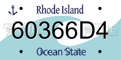 60366D4 Rhode Island License Plate