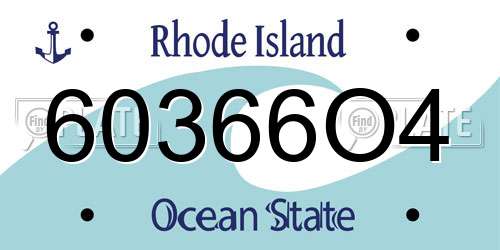 60366O4 Rhode Island License Plate