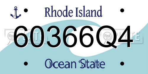 60366Q4 Rhode Island License Plate