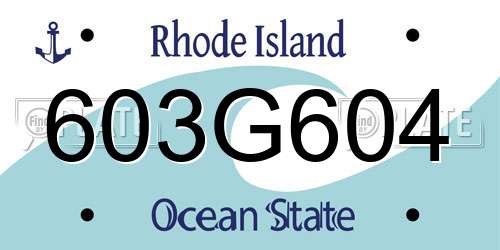 603G604 Rhode Island License Plate