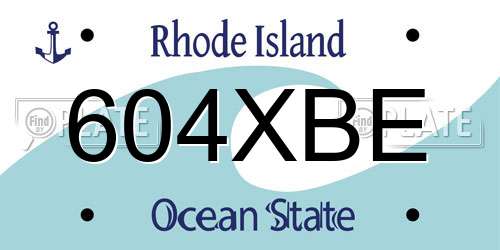 604XBE Rhode Island License Plate