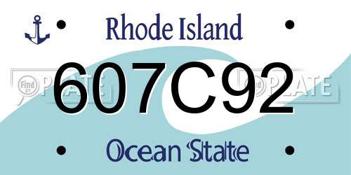 607C92 Rhode Island License Plate