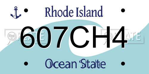 607CH4 Rhode Island License Plate