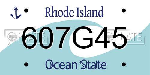 607G45 Rhode Island License Plate