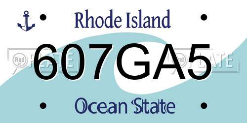 607GA5 Rhode Island License Plate