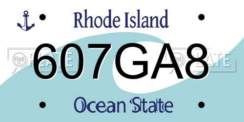 607GA8 Rhode Island License Plate