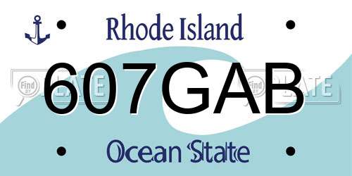 607GAB Rhode Island License Plate