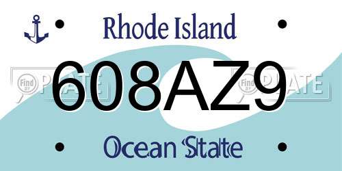 608AZ9 Rhode Island License Plate