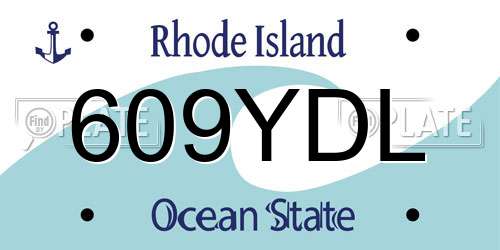 609YDL Rhode Island License Plate