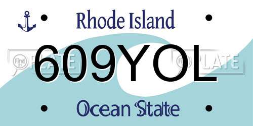 609YOL Rhode Island License Plate