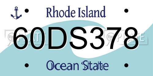 60DS378 Rhode Island License Plate