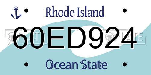 60ED924 Rhode Island License Plate
