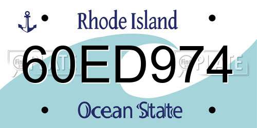 60ED974 Rhode Island License Plate