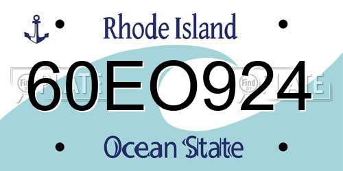 60EO924 Rhode Island License Plate