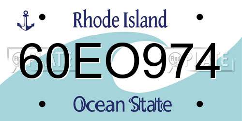 60EO974 Rhode Island License Plate