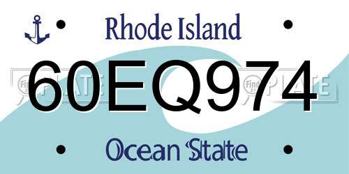 60EQ974 Rhode Island License Plate