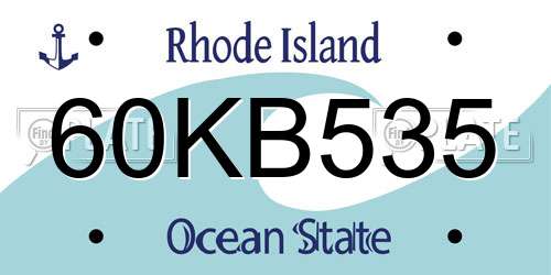 60KB535 Rhode Island License Plate