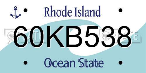 60KB538 Rhode Island License Plate