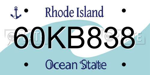 60KB838 Rhode Island License Plate