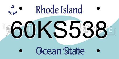 60KS538 Rhode Island License Plate