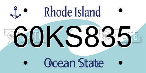 60KS835 Rhode Island License Plate