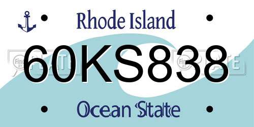 60KS838 Rhode Island License Plate