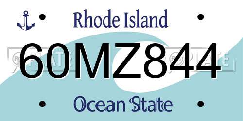 60MZ844 Rhode Island License Plate