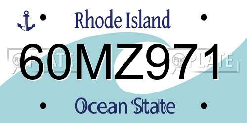 60MZ971 Rhode Island License Plate