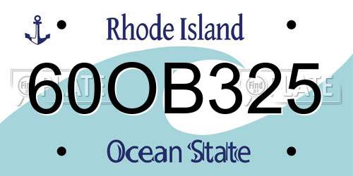 60OB325 Rhode Island License Plate