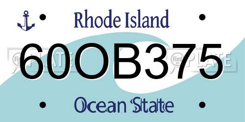 60OB375 Rhode Island License Plate