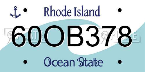60OB378 Rhode Island License Plate