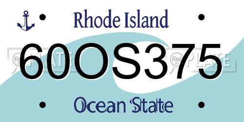 60OS375 Rhode Island License Plate