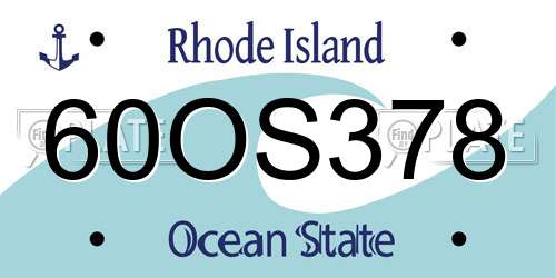60OS378 Rhode Island License Plate