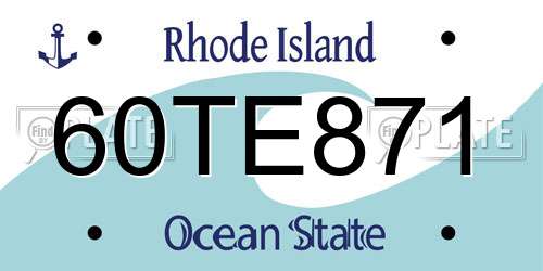 60TE871 Rhode Island License Plate