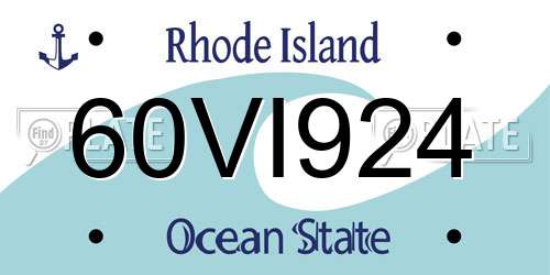 60VI924 Rhode Island License Plate