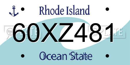 60XZ481 Rhode Island License Plate
