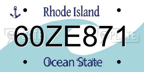 60ZE871 Rhode Island License Plate