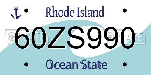 60ZS990 Rhode Island License Plate
