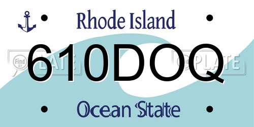 610DOQ Rhode Island License Plate