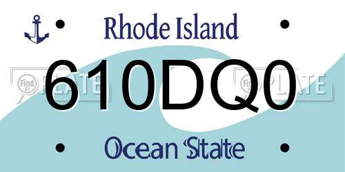 610DQ0 Rhode Island License Plate