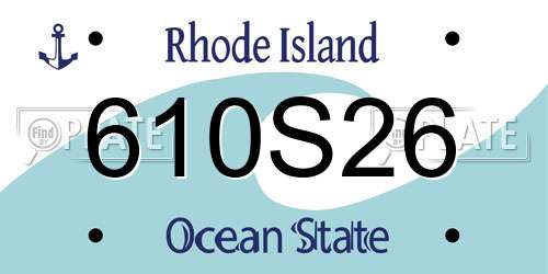 610S26 Rhode Island License Plate