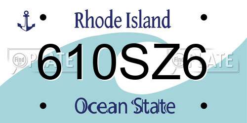 610SZ6 Rhode Island License Plate