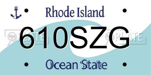 610SZG Rhode Island License Plate