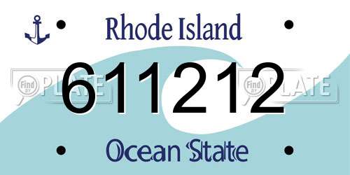 611212 Rhode Island License Plate