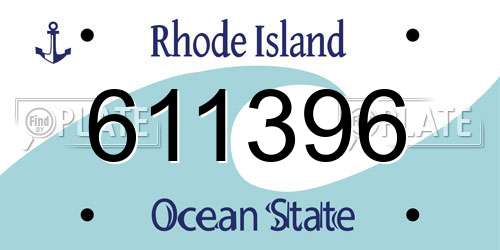611396 Rhode Island License Plate