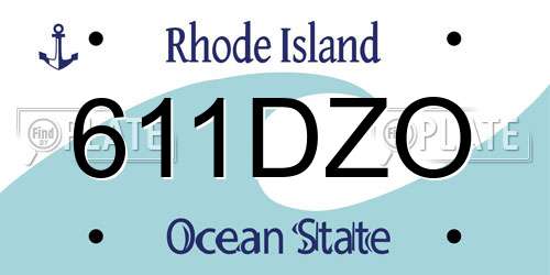 611DZO Rhode Island License Plate